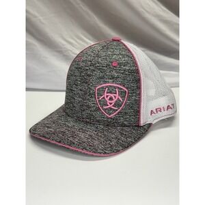 Ariat Women's Logo Adjustable Meshback Snapback Hat‎ (Grey/White/Pink, One Size)